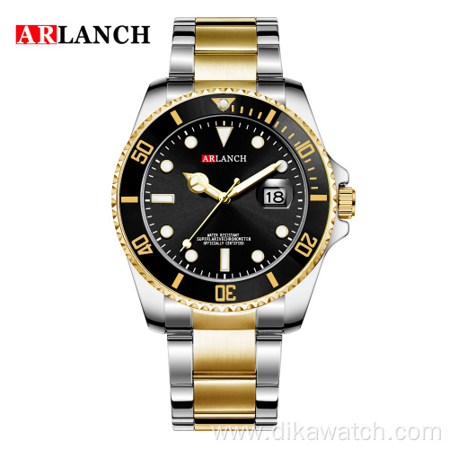 ARLANCH A306 New Water Ghost Series Classic Green Dial Luxury Men Not Automatic Watches Stainless Steel Waterproof Quartz Watch